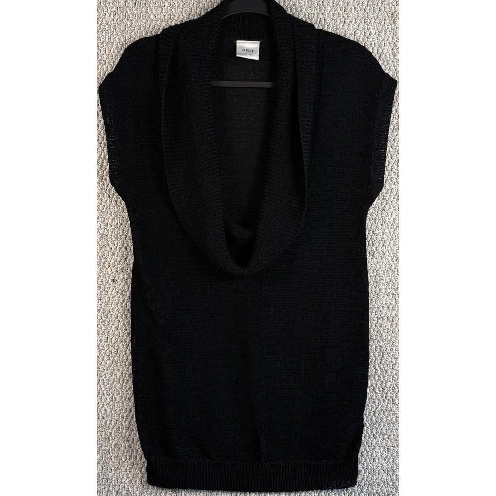 Vintage Y2K Black Knit Cowl Neck‎ Tunic Sweater Top Goth Minimalist L